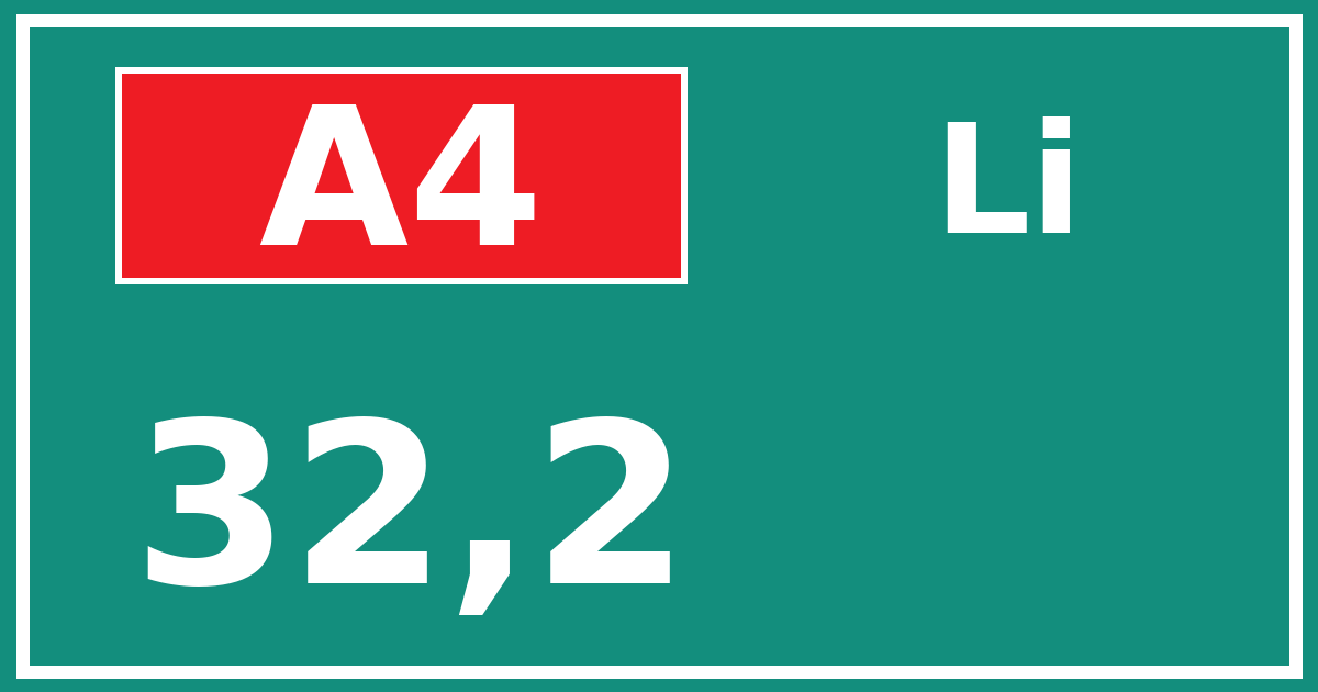 Hectometerbord A4 32,2 zijde Li