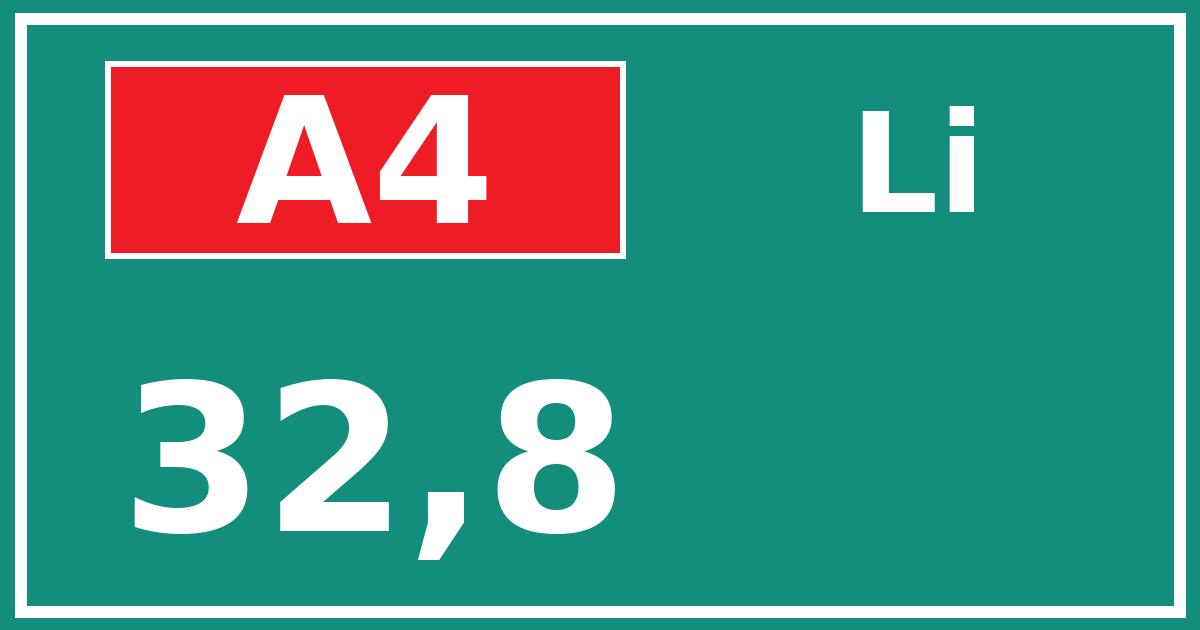 Hectometerbord A4 32,8 zijde Li