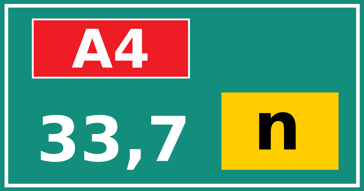 Hectometerbord A4 33,7 letter n