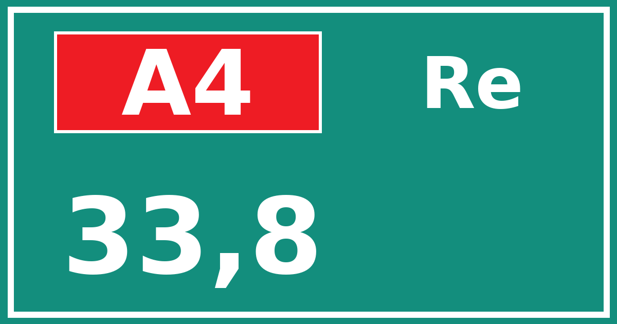 Hectometerbord A4 33,8 zijde Re