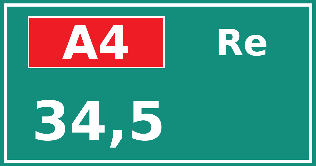 Hectometerbord A4 34,5 zijde Re