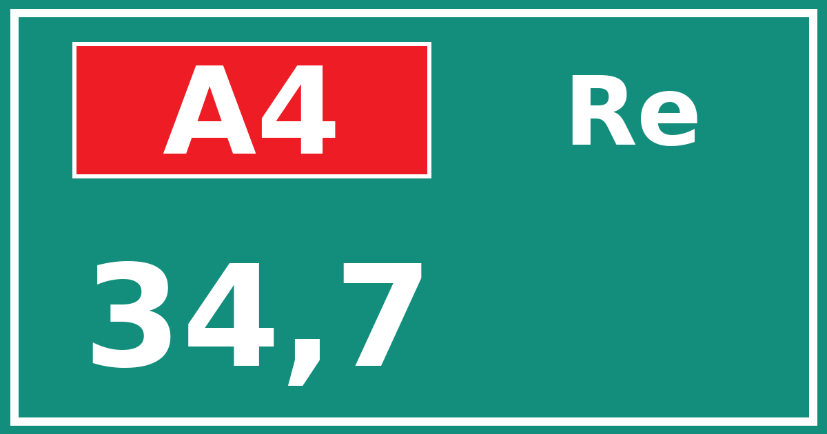 Hectometerbord A4 34,7 zijde Re