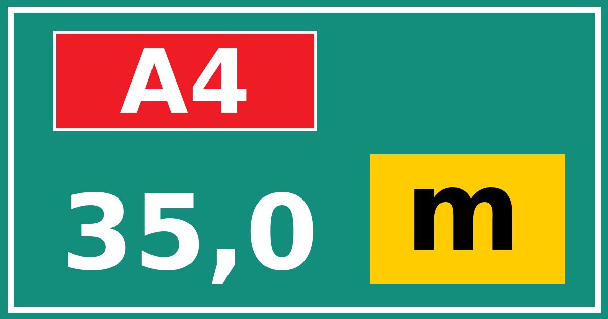 Hectometerbord A4 35,0 letter m
