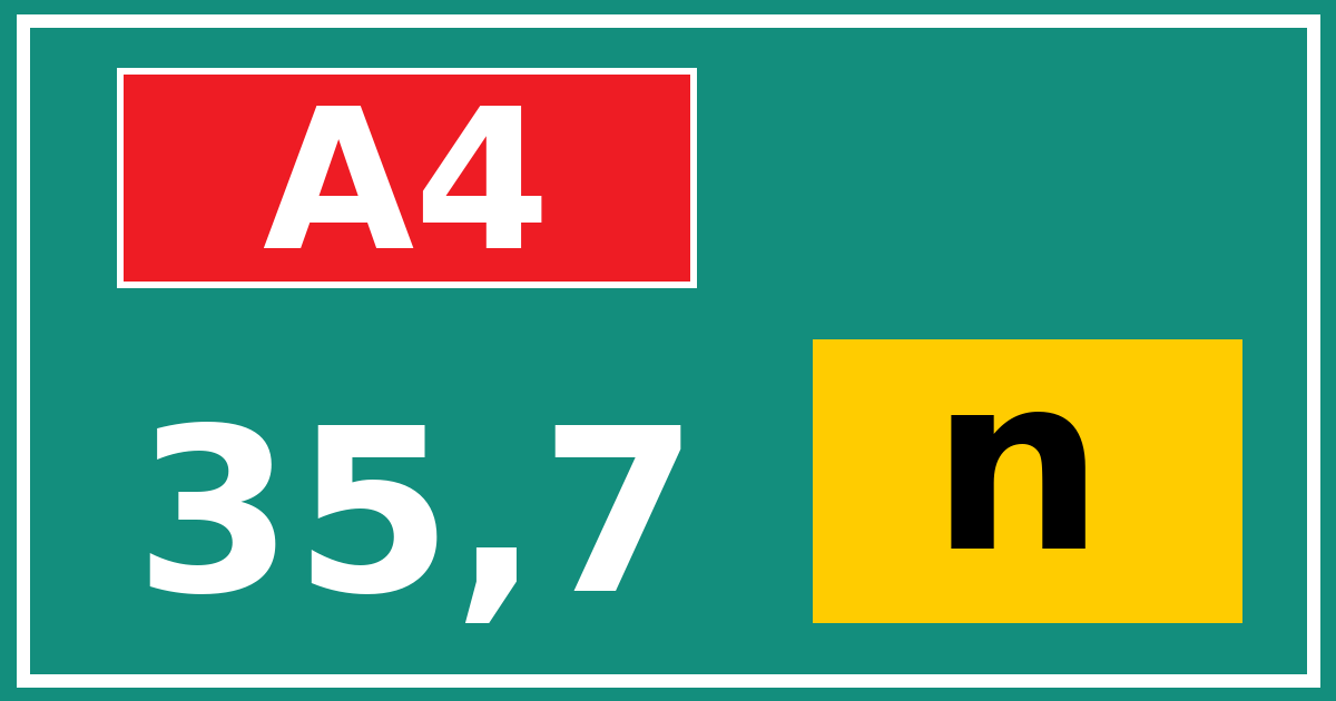 Hectometerbord A4 35,7 letter n