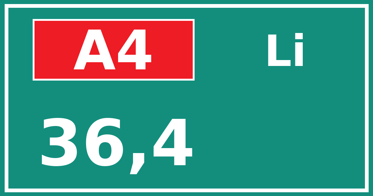 Hectometerbord A4 36,4 zijde Li