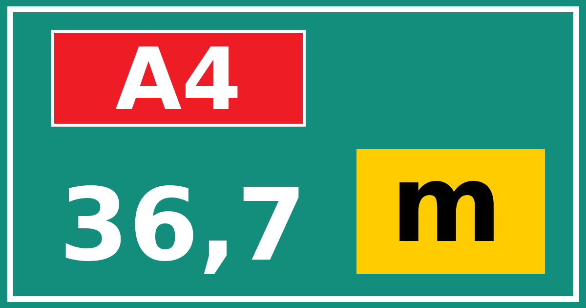 Hectometerbord A4 36,7 letter m