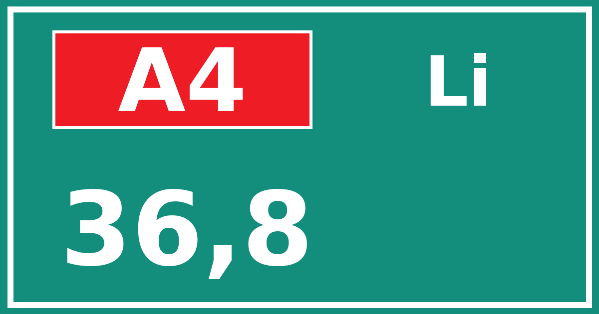 Hectometerbord A4 36,8 zijde Li