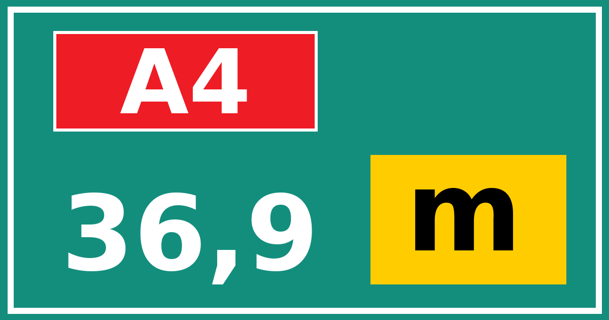 Hectometerbord A4 36,9 letter m