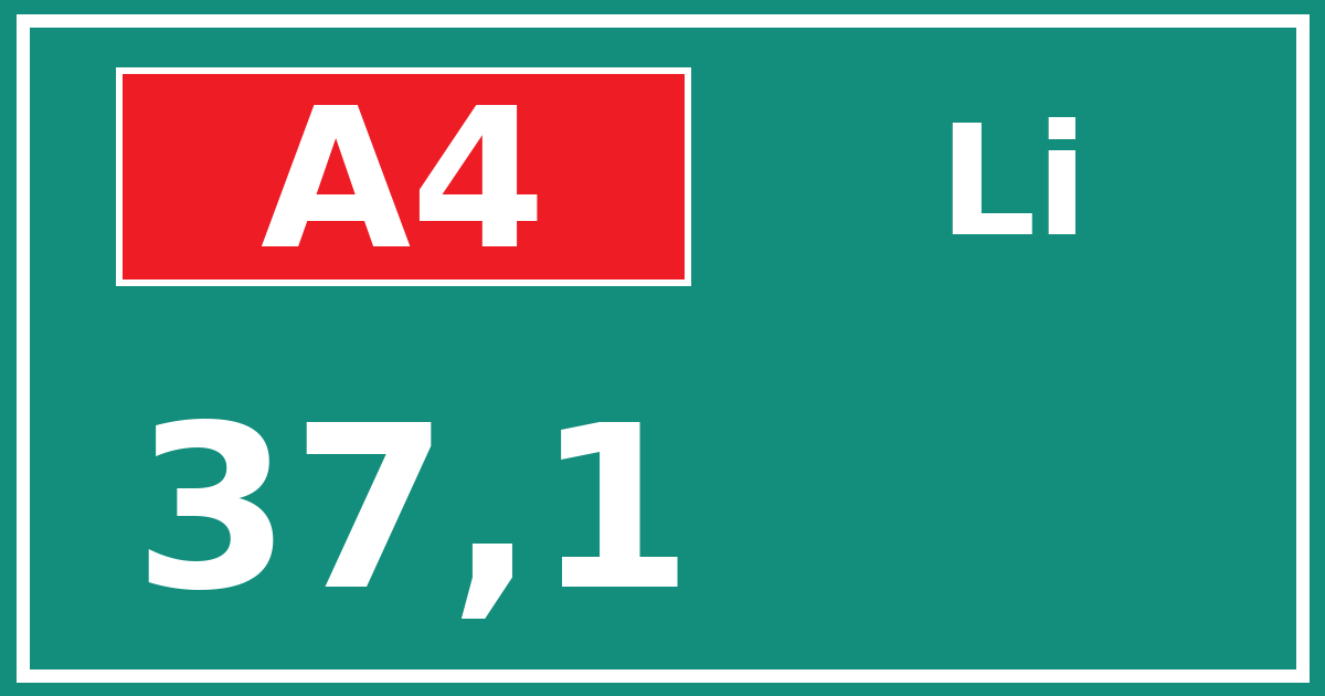 Hectometerbord A4 37,1 zijde Li