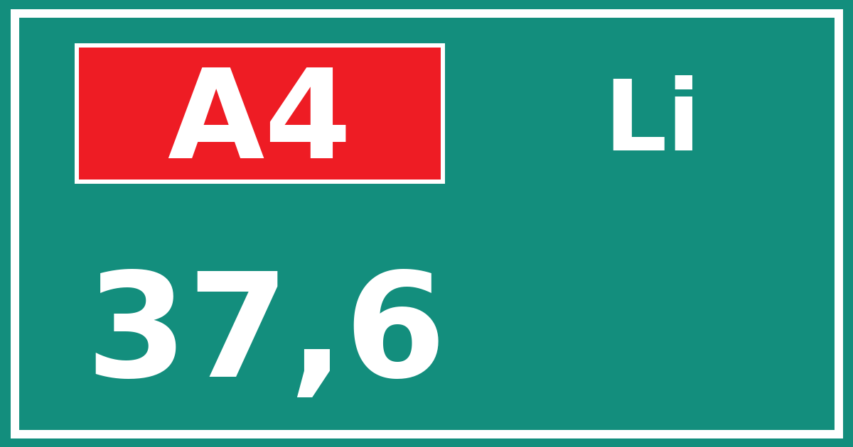 Hectometerbord A4 37,6 zijde Li