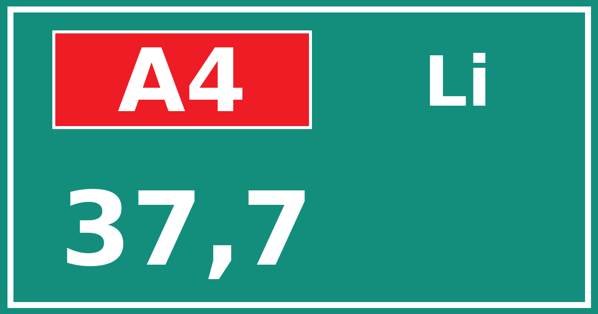 Hectometerbord A4 37,7 zijde Li