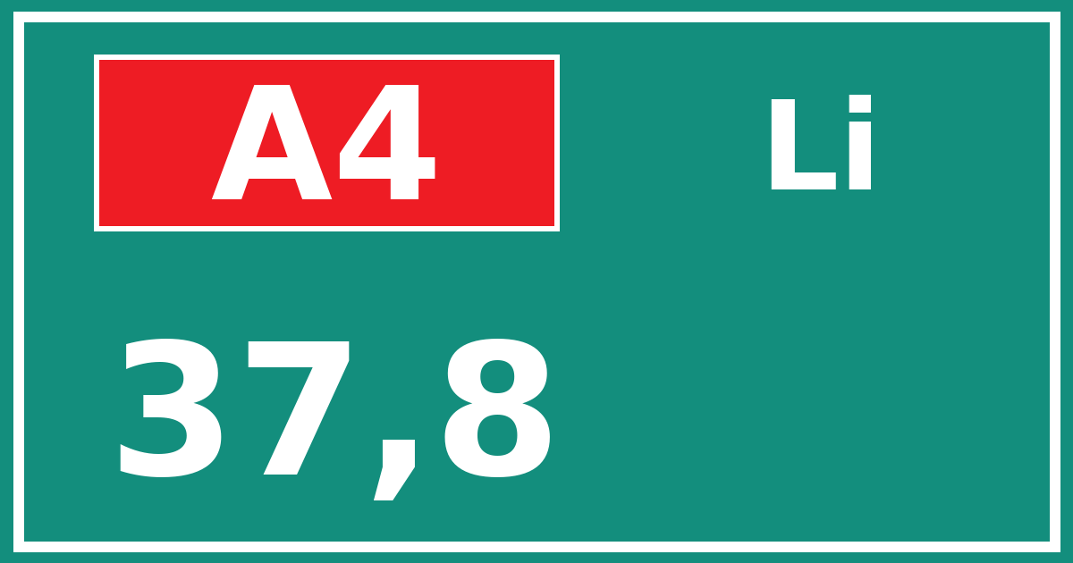 Hectometerbord A4 37,8 zijde Li