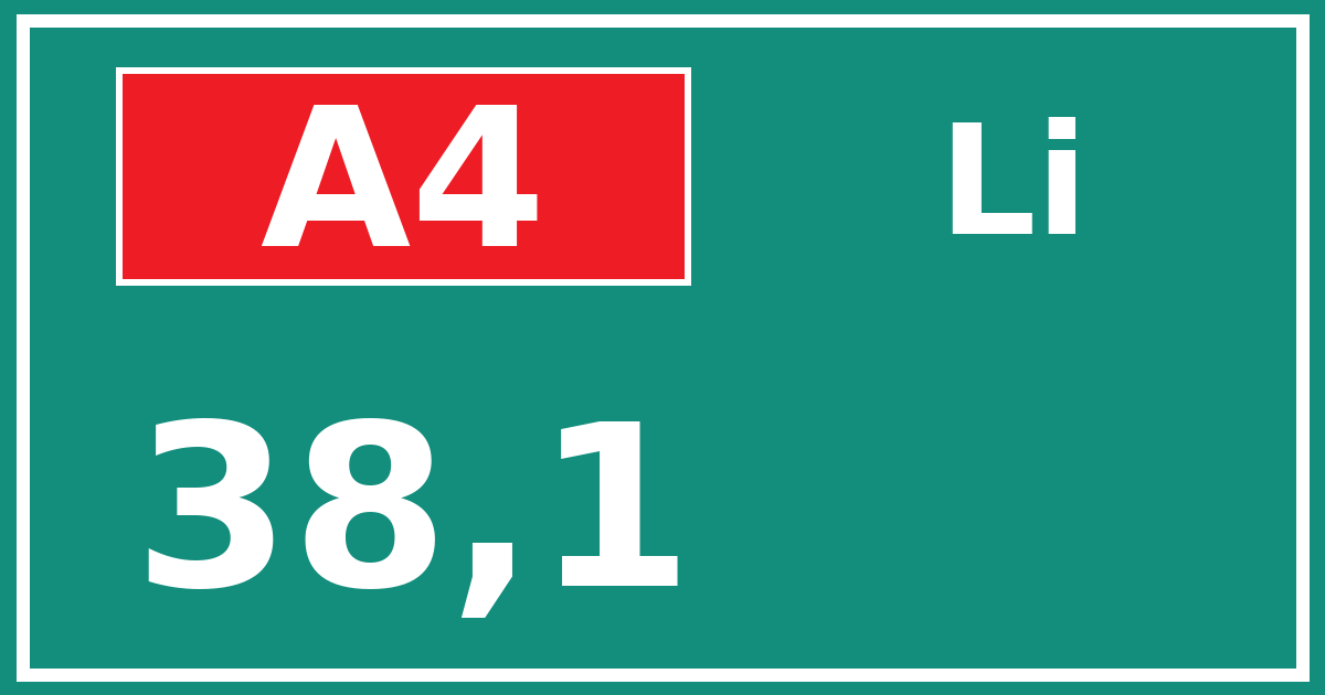 Hectometerbord A4 38,1 zijde Li