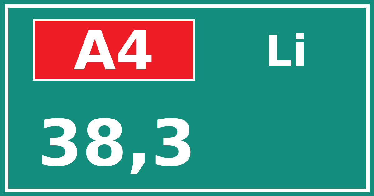 Hectometerbord A4 38,3 zijde Li