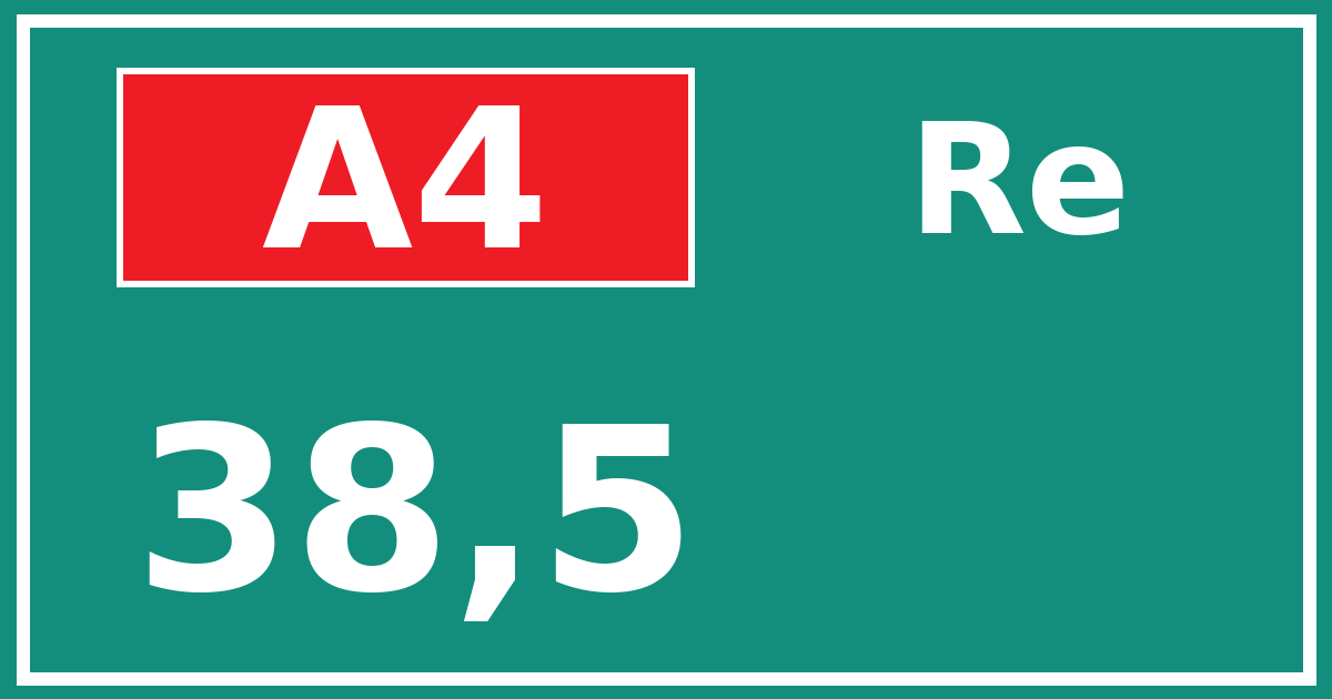 Hectometerbord A4 38,5 zijde Re