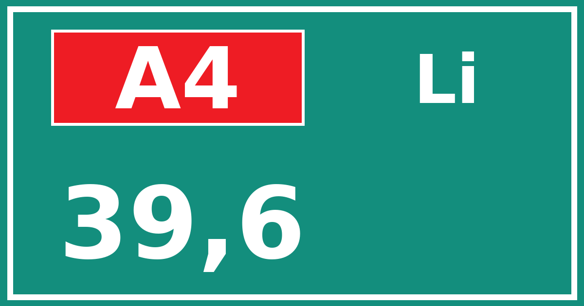 Hectometerbord A4 39,6 zijde Li