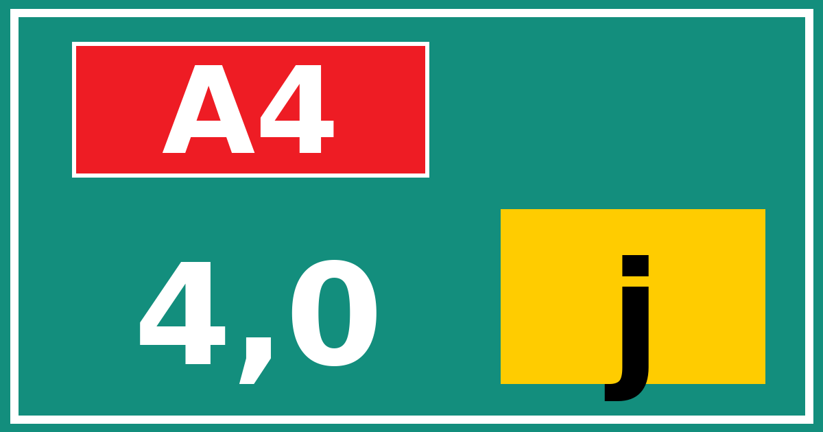 Hectometerbord A4 4,0 letter j