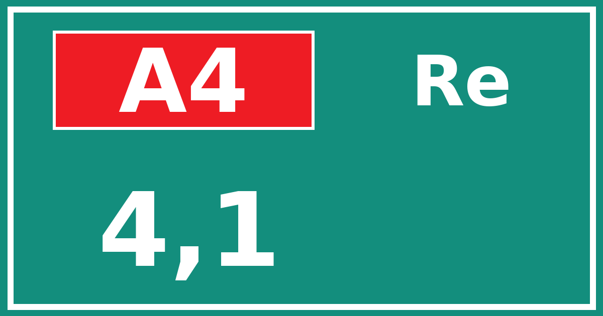 Hectometerbord A4 4,1 zijde Re