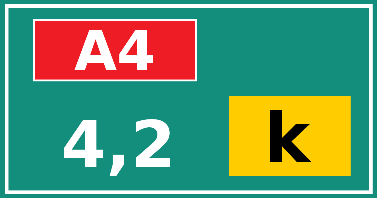 Hectometerbord A4 4,2 letter k