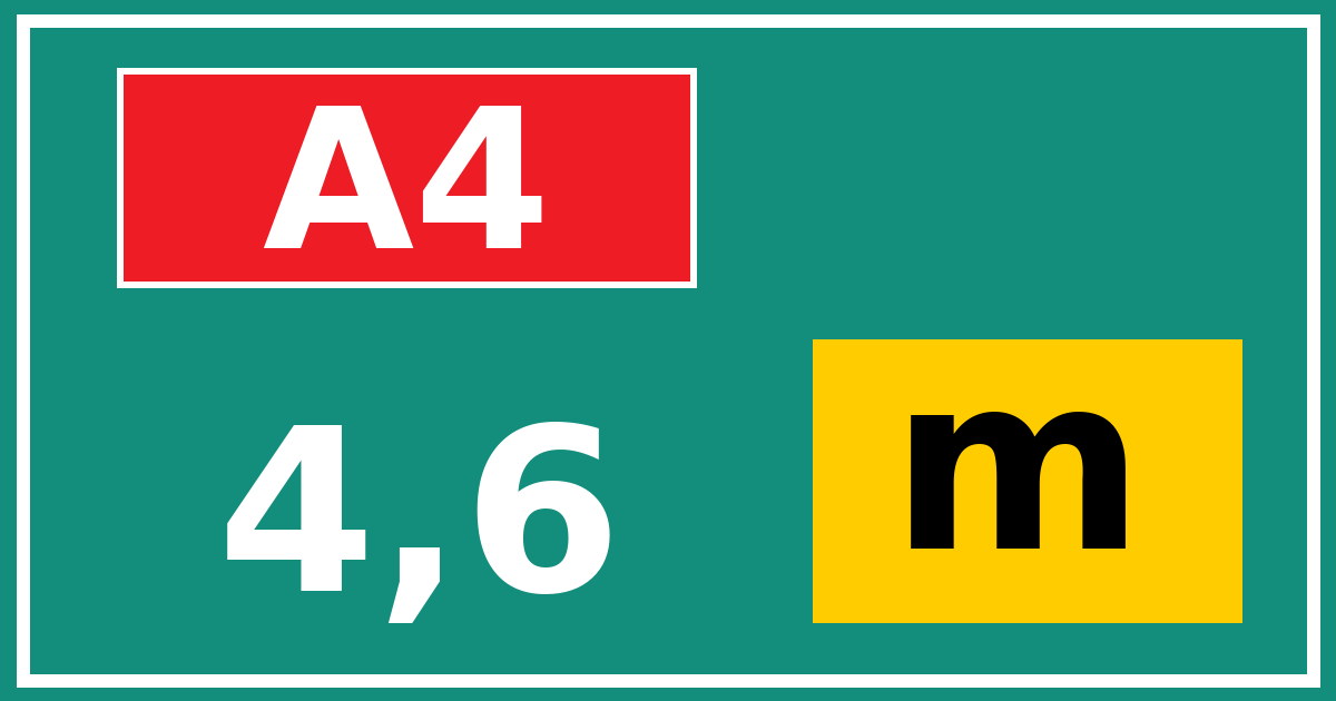 Hectometerbord A4 4,6 letter m