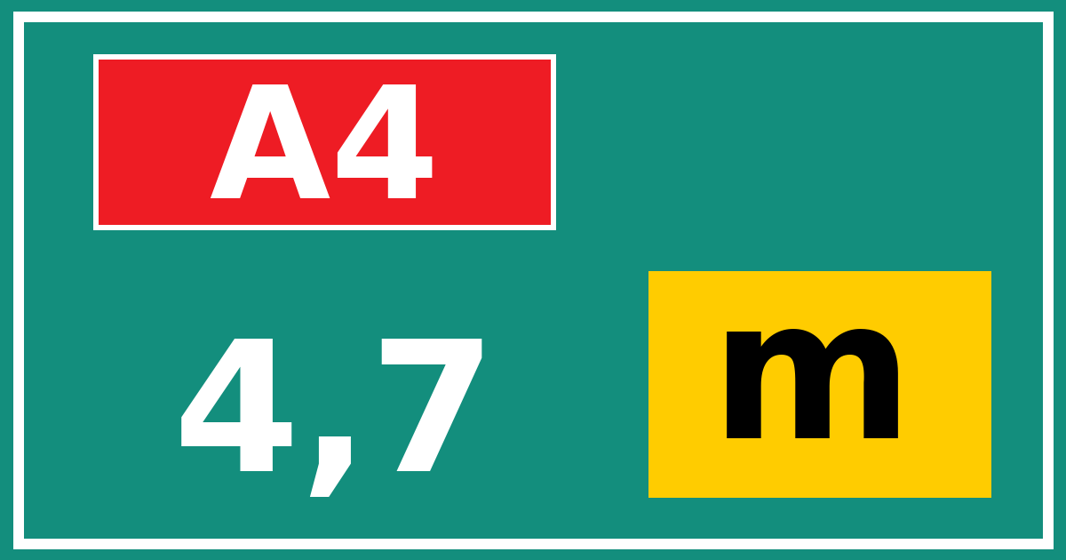 Hectometerbord A4 4,7 letter m