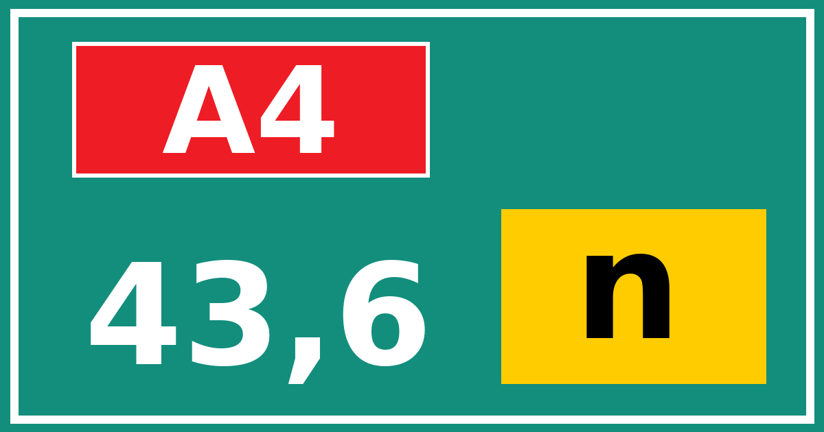 Hectometerbord A4 43,6 letter n