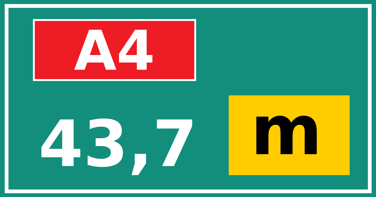 Hectometerbord A4 43,7 letter m