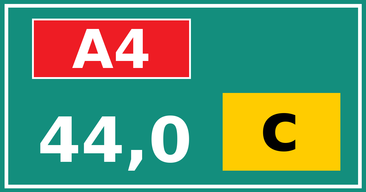 Hectometerbord A4 44,0 letter c