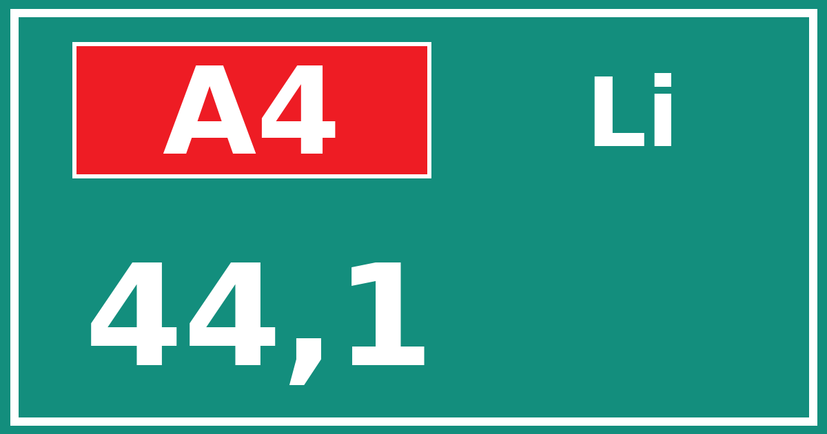 Hectometerbord A4 44,1 zijde Li
