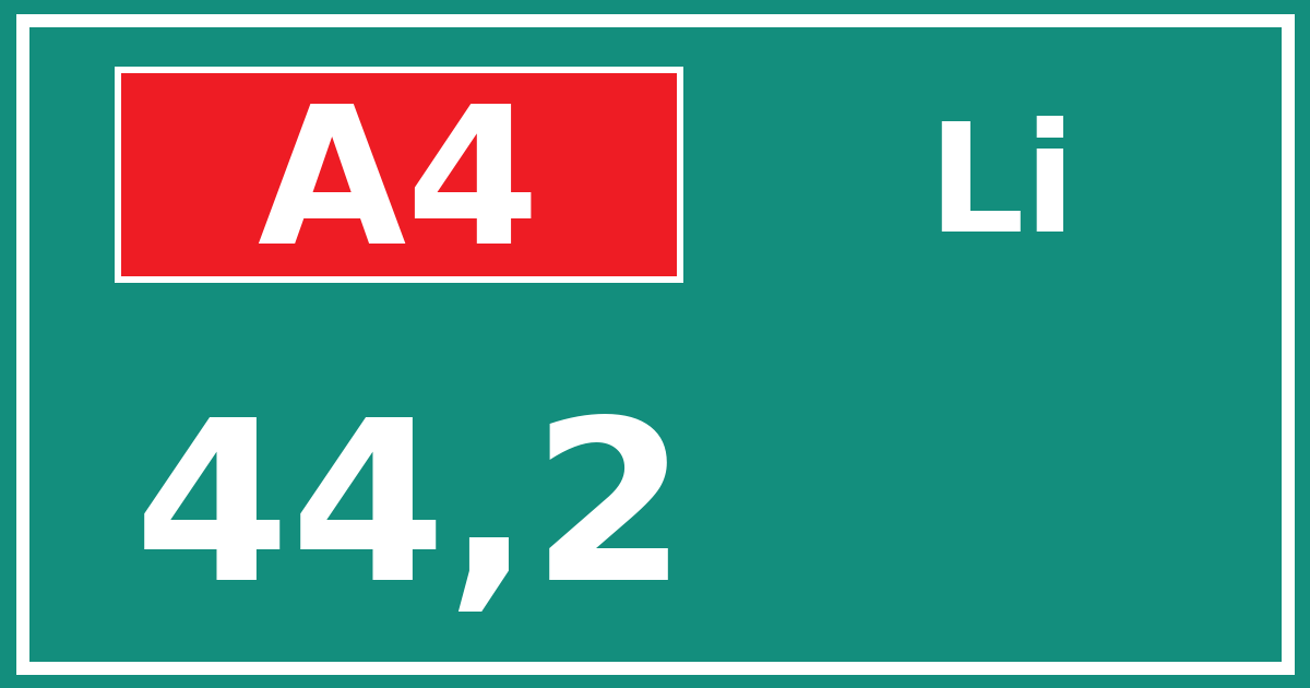 Hectometerbord A4 44,2 zijde Li