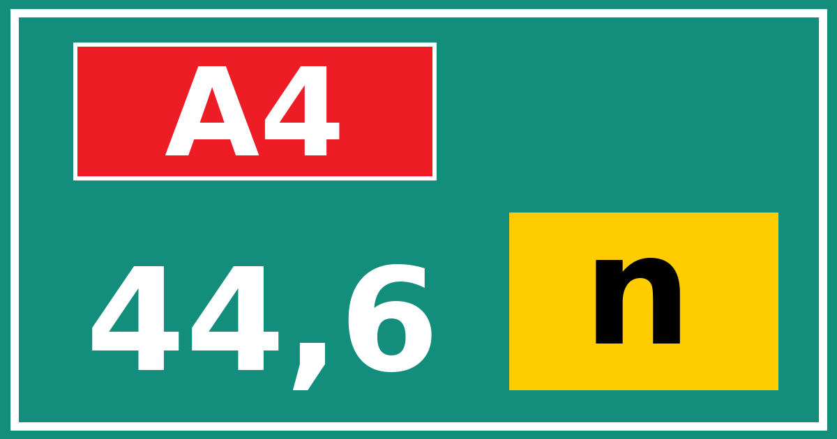 Hectometerbord A4 44,6 letter n