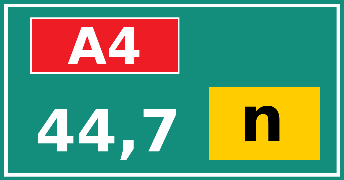 Hectometerbord A4 44,7 letter n