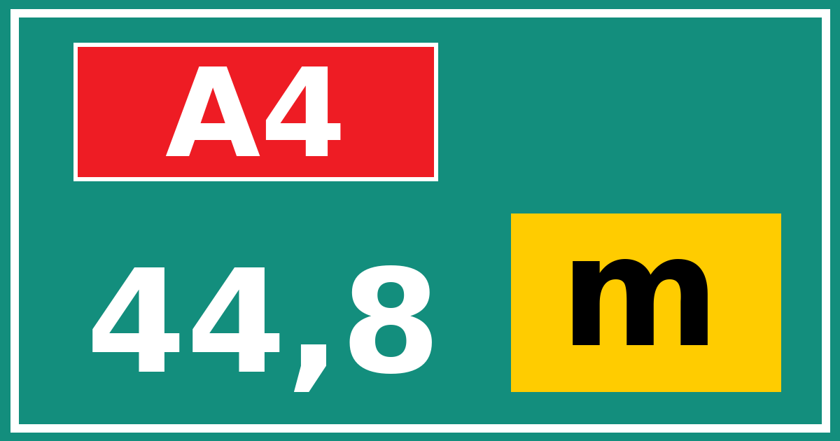 Hectometerbord A4 44,8 letter m