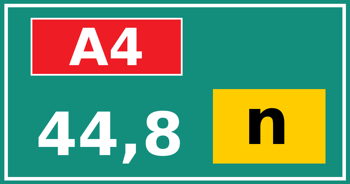 Hectometerbord A4 44,8 letter n