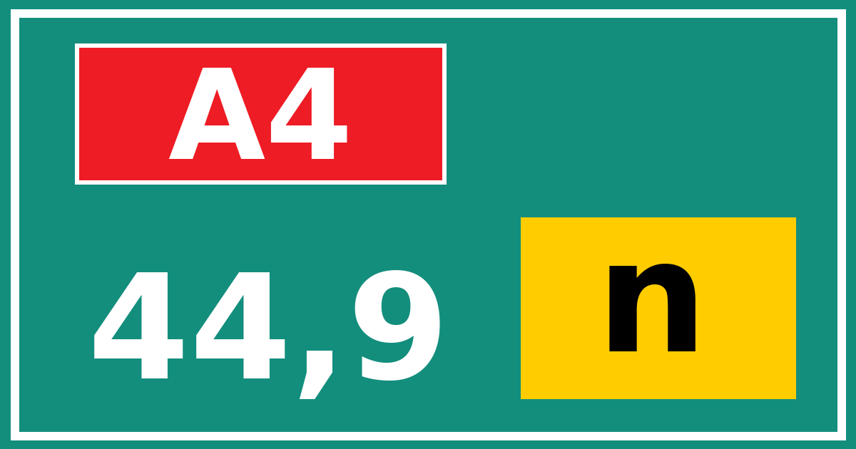 Hectometerbord A4 44,9 letter n