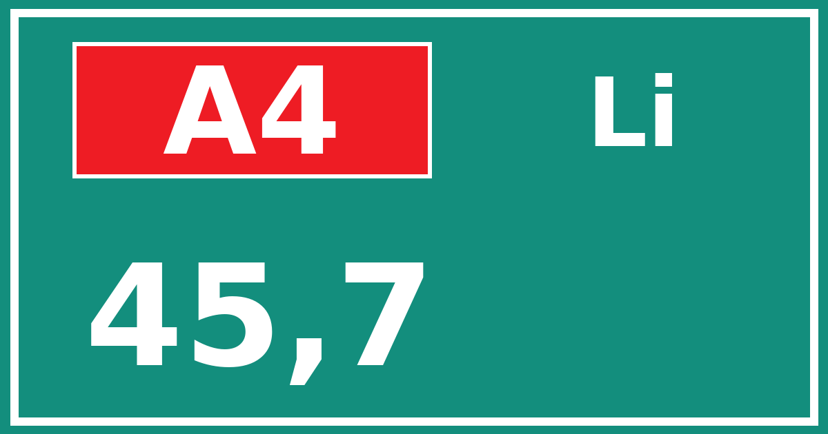 Hectometerbord A4 45,7 zijde Li