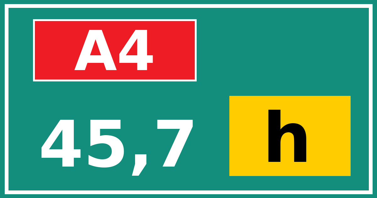 Hectometerbord A4 45,7 letter h