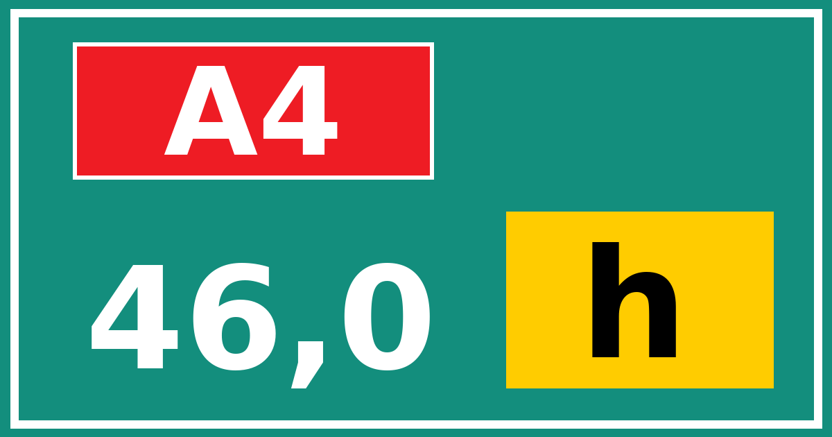 Hectometerbord A4 46,0 letter h
