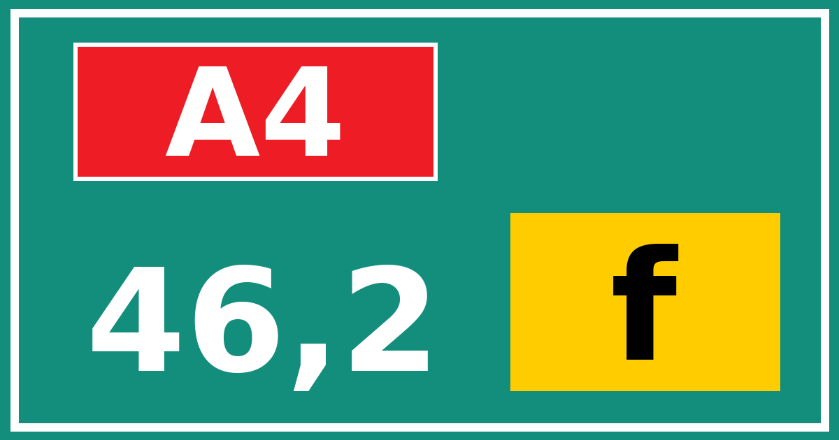 Hectometerbord A4 46,2 letter f