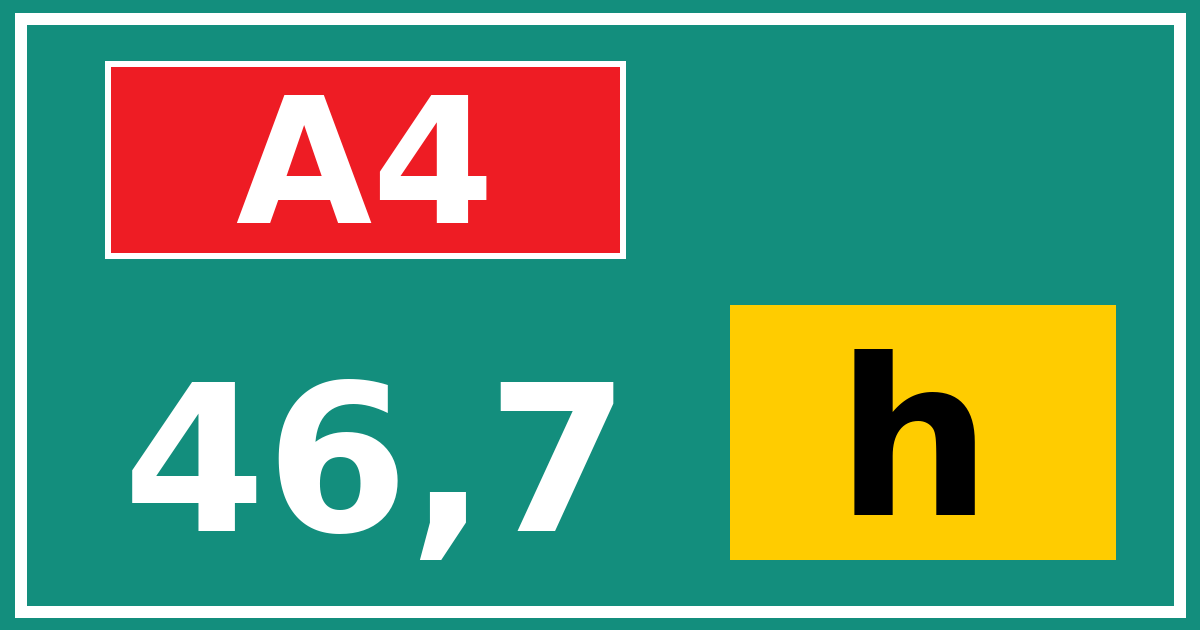 Hectometerbord A4 46,7 letter h
