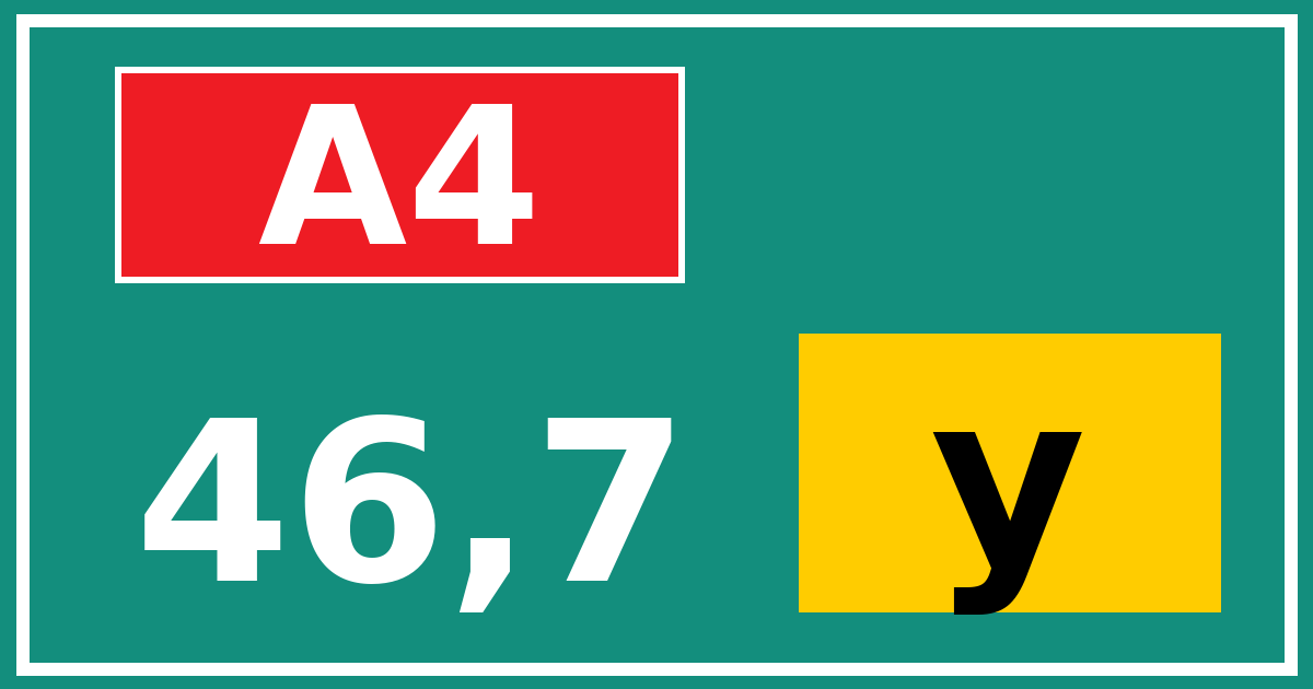 Hectometerbord A4 46,7 letter y