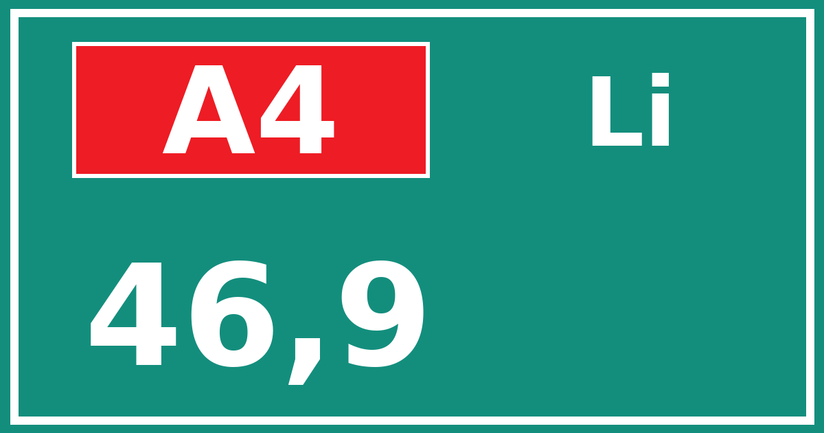 Hectometerbord A4 46,9 zijde Li