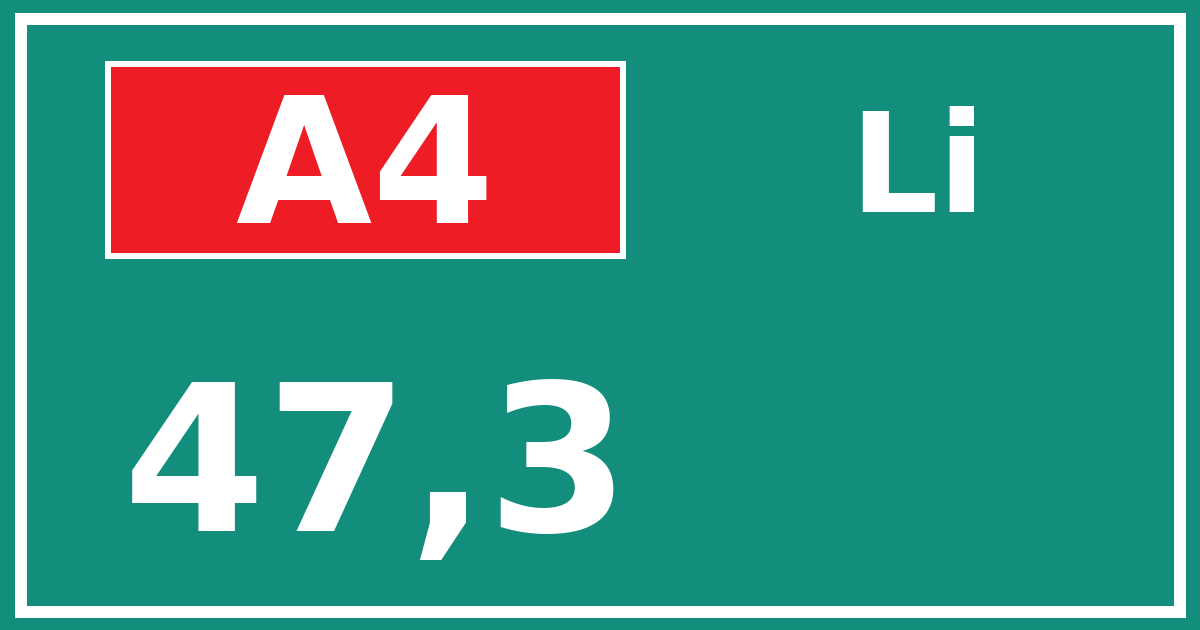 Hectometerbord A4 47,3 zijde Li