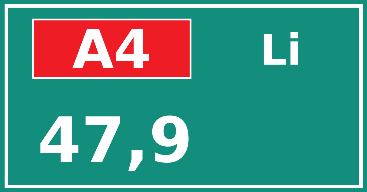 Hectometerbord A4 47,9 zijde Li