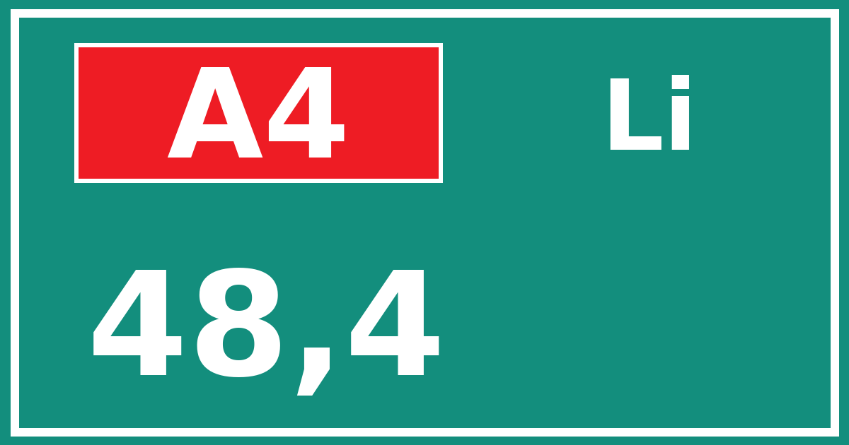 Hectometerbord A4 48,4 zijde Li