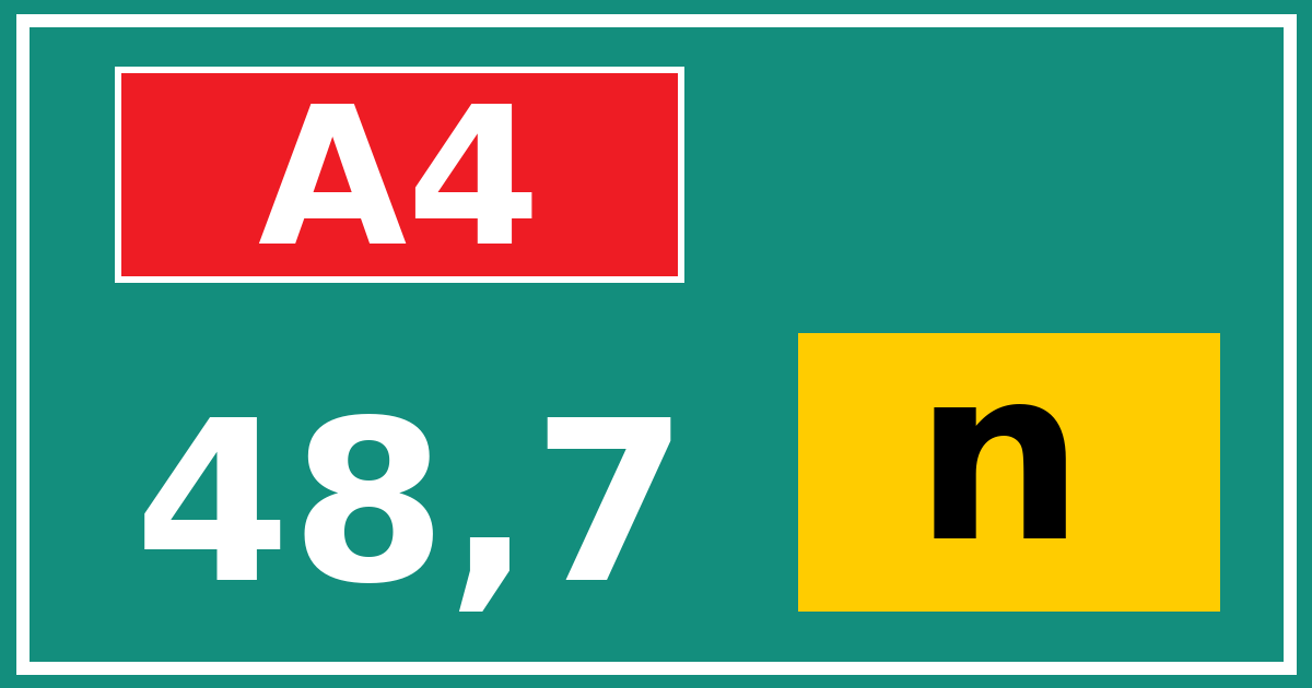 Hectometerbord A4 48,7 letter n