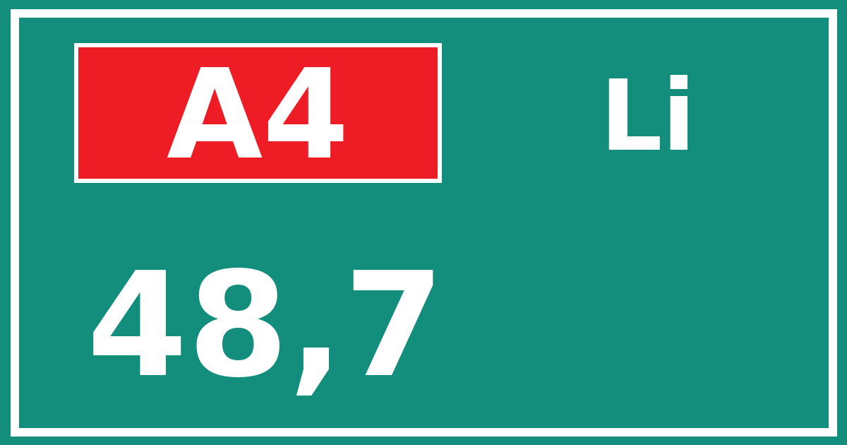 Hectometerbord A4 48,7 zijde Li
