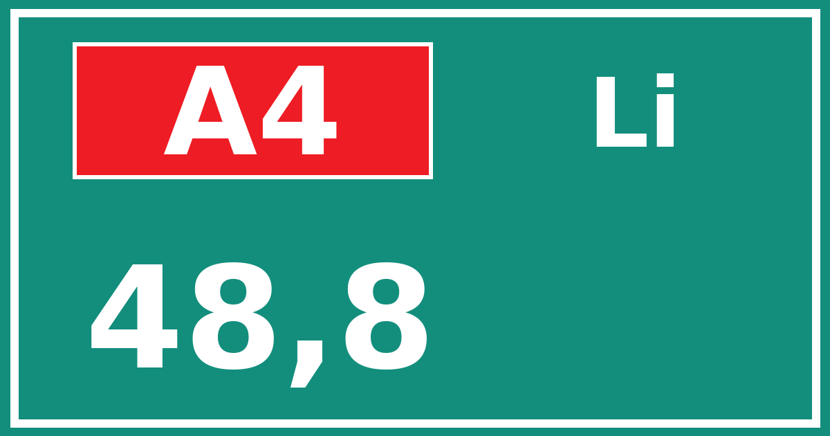 Hectometerbord A4 48,8 zijde Li