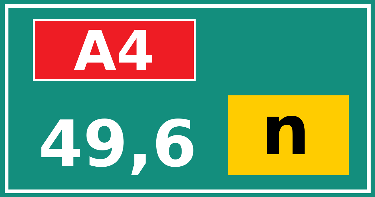 Hectometerbord A4 49,6 letter n