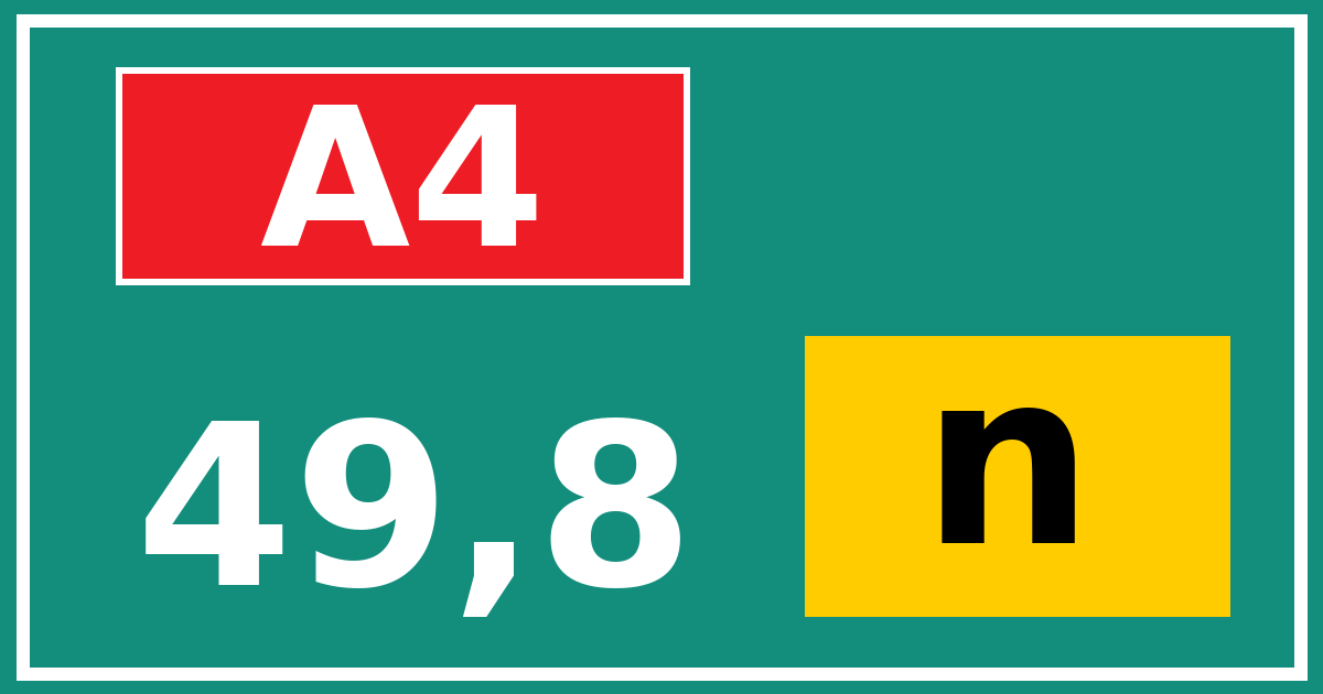 Hectometerbord A4 49,8 letter n
